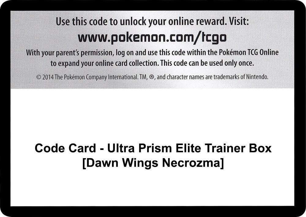 Code Card - Ultra Prism Elite Trainer Box [dawn Wings Necrozma]