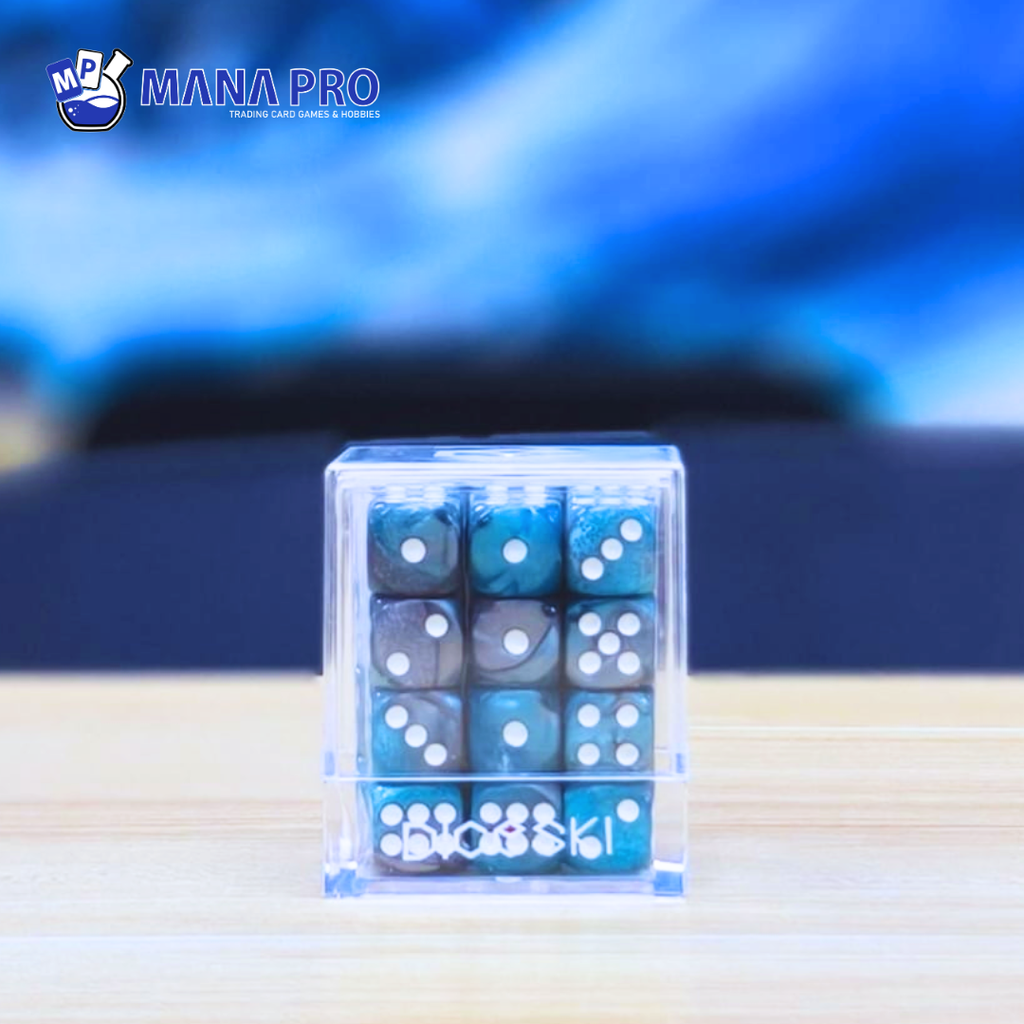 DICESKI Gemini 12mm D6 Steel Blue & Silver (36 Dice)
